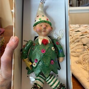 Silvestri Green and White Holiday Elf Ornament
